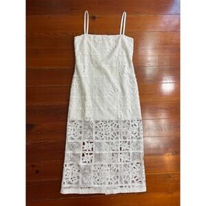 ALEXIS Ivory Lace Midi Dress Women’s Medium Spaghetti Strap Sheer Panel